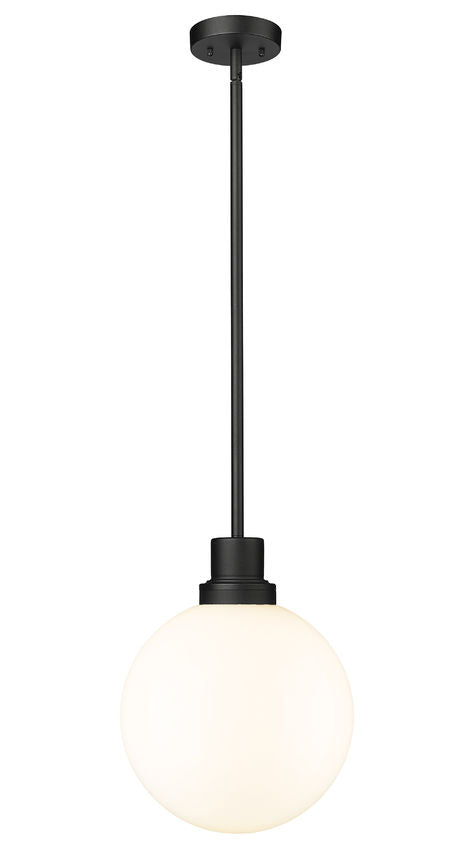 Z-Lite Laurent 12" 1-Light Black Aluminum Outdoor Pendant Light With Opal Glass Shade