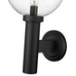 Z-Lite Laurent 12" 1-Light Black Aluminum Outdoor Wall Sconce With Clear Seedy Glass Shade