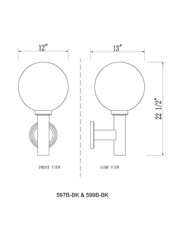 Z-Lite Laurent 12" 1-Light Black Aluminum Outdoor Wall Sconce With Clear Seedy Glass Shade
