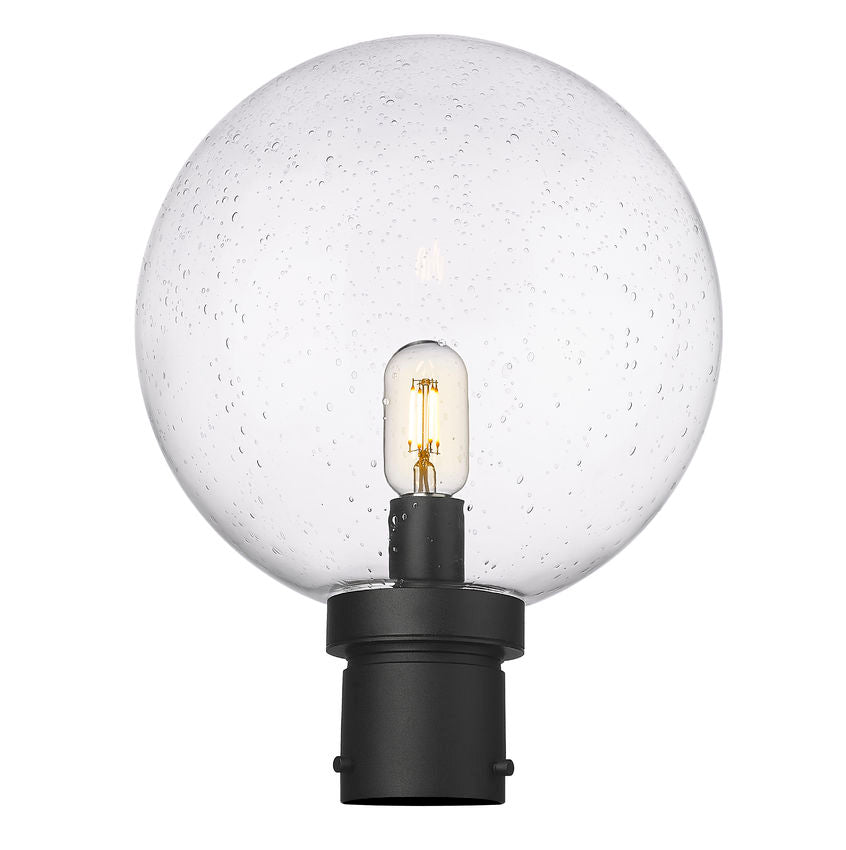 Z-Lite Laurent 12" W x 16" H 1-Light Black Outdoor Post Mount Fixture With Clear Seedy Glass Shade