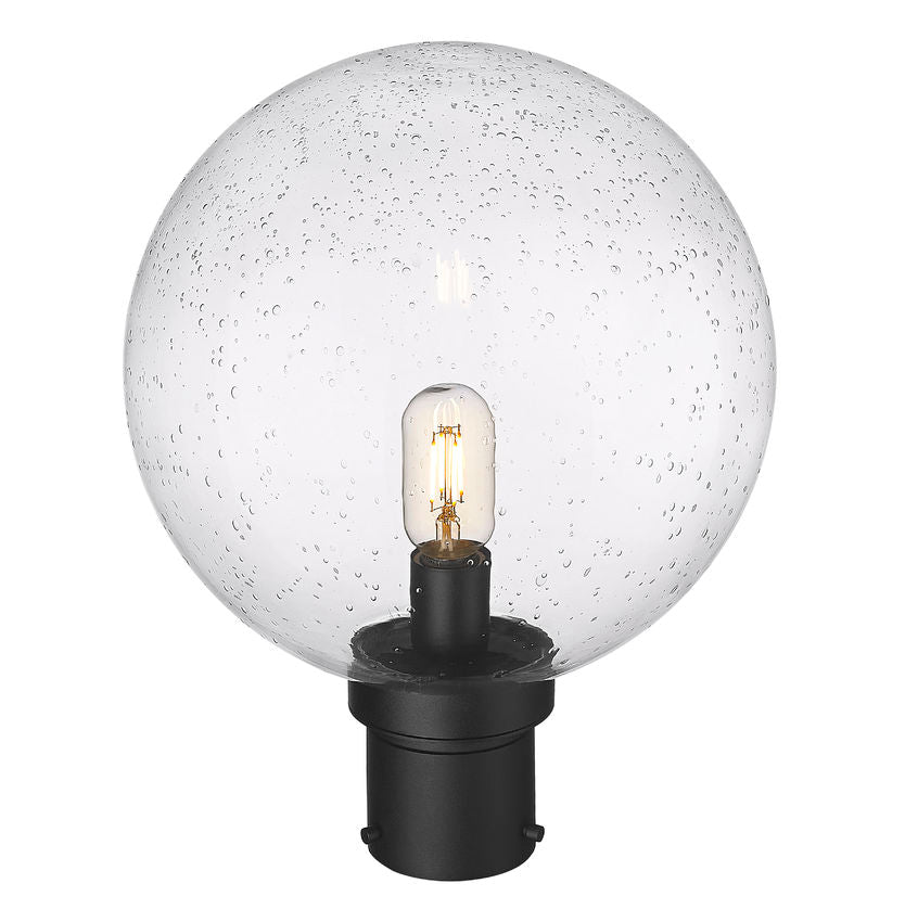 Z-Lite Laurent 12" W x 16" H 1-Light Black Outdoor Post Mount Fixture With Clear Seedy Glass Shade