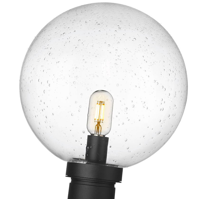Z-Lite Laurent 12" W x 16" H 1-Light Black Outdoor Post Mount Fixture With Clear Seedy Glass Shade