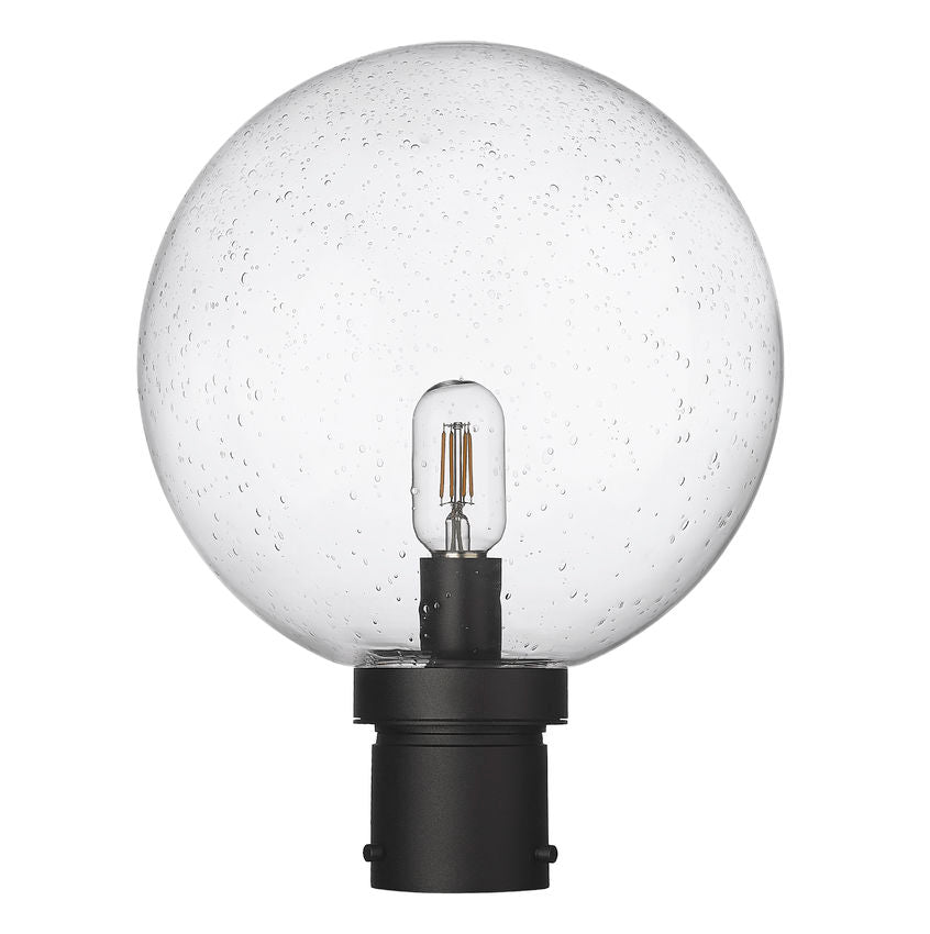 Z-Lite Laurent 12" W x 16" H 1-Light Black Outdoor Post Mount Fixture With Clear Seedy Glass Shade