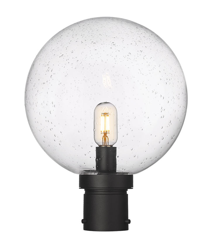 Z-Lite Laurent 12" W x 16" H 1-Light Black Outdoor Post Mount Fixture With Clear Seedy Glass Shade