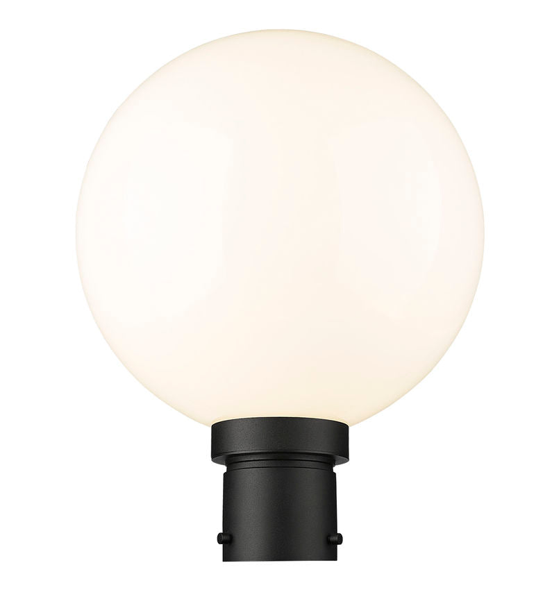 Z-Lite Laurent 12" W x 16" H 1-Light Black Outdoor Post Mount Fixture With Opal Glass Shade
