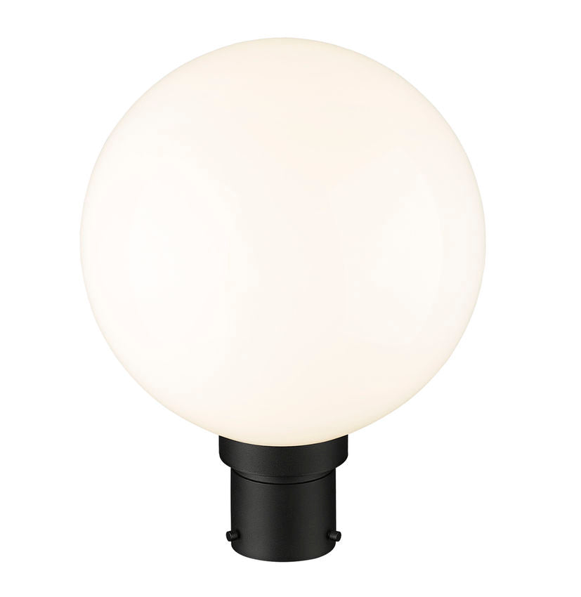 Z-Lite Laurent 12" W x 16" H 1-Light Black Outdoor Post Mount Fixture With Opal Glass Shade