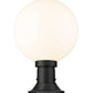 Z-Lite Laurent 12" W x 18" H 1-Light Black Outdoor Pier Mounted Fixture and Round Pier Mount Hardware With Opal Glass Shade
