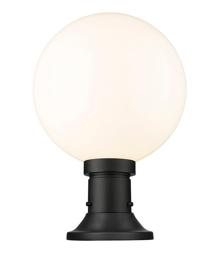 Z-Lite Laurent 12" W x 18" H 1-Light Black Outdoor Pier Mounted Fixture and Round Pier Mount Hardware With Opal Glass Shade