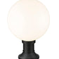 Z-Lite Laurent 12" W x 18" H 1-Light Black Outdoor Pier Mounted Fixture and Round Pier Mount Hardware With Opal Glass Shade