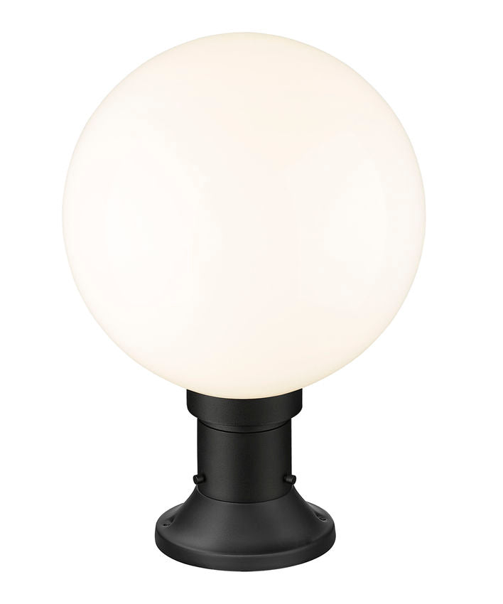 Z-Lite Laurent 12" W x 18" H 1-Light Black Outdoor Pier Mounted Fixture and Round Pier Mount Hardware With Opal Glass Shade