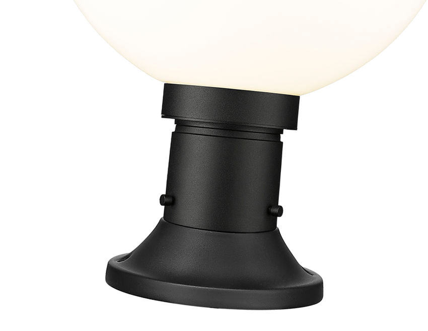 Z-Lite Laurent 12" W x 18" H 1-Light Black Outdoor Pier Mounted Fixture and Round Pier Mount Hardware With Opal Glass Shade