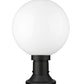 Z-Lite Laurent 12" W x 18" H 1-Light Black Outdoor Pier Mounted Fixture and Round Pier Mount Hardware With Opal Glass Shade