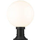 Z-Lite Laurent 12" W x 18" H 1-Light Black Outdoor Pier Mounted Fixture and Round Pier Mount Hardware With Opal Glass Shade