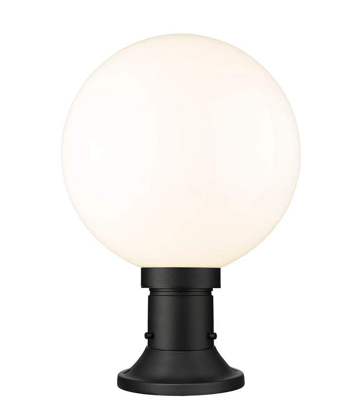 Z-Lite Laurent 12" W x 18" H 1-Light Black Outdoor Pier Mounted Fixture and Round Pier Mount Hardware With Opal Glass Shade
