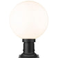 Z-Lite Laurent 12" W x 18" H 1-Light Black Outdoor Pier Mounted Fixture and Square Pier Mount Hardware With Opal Glass Shade