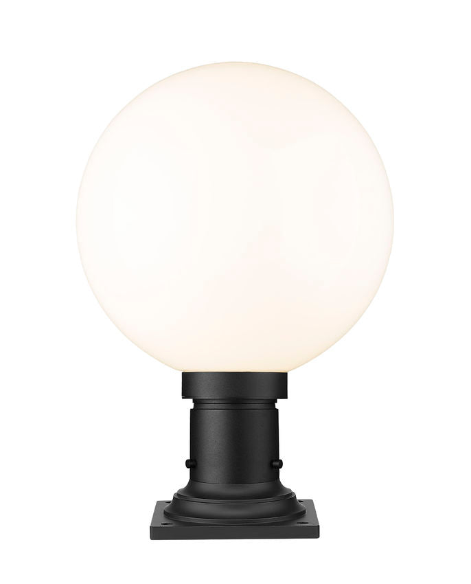 Z-Lite Laurent 12" W x 18" H 1-Light Black Outdoor Pier Mounted Fixture and Square Pier Mount Hardware With Opal Glass Shade