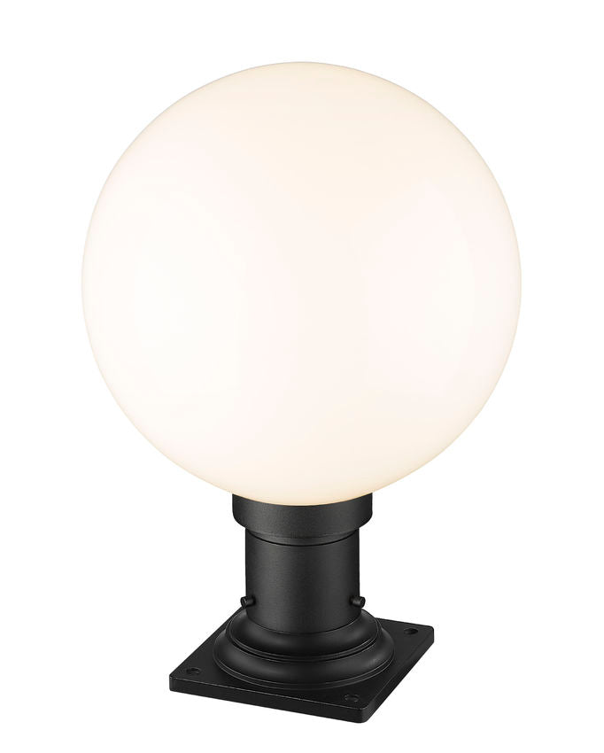 Z-Lite Laurent 12" W x 18" H 1-Light Black Outdoor Pier Mounted Fixture and Square Pier Mount Hardware With Opal Glass Shade