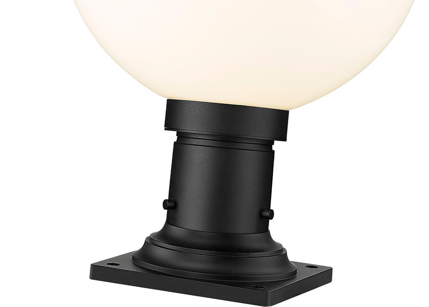 Z-Lite Laurent 12" W x 18" H 1-Light Black Outdoor Pier Mounted Fixture and Square Pier Mount Hardware With Opal Glass Shade