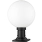 Z-Lite Laurent 12" W x 18" H 1-Light Black Outdoor Pier Mounted Fixture and Square Pier Mount Hardware With Opal Glass Shade