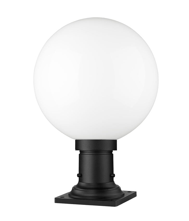 Z-Lite Laurent 12" W x 18" H 1-Light Black Outdoor Pier Mounted Fixture and Square Pier Mount Hardware With Opal Glass Shade