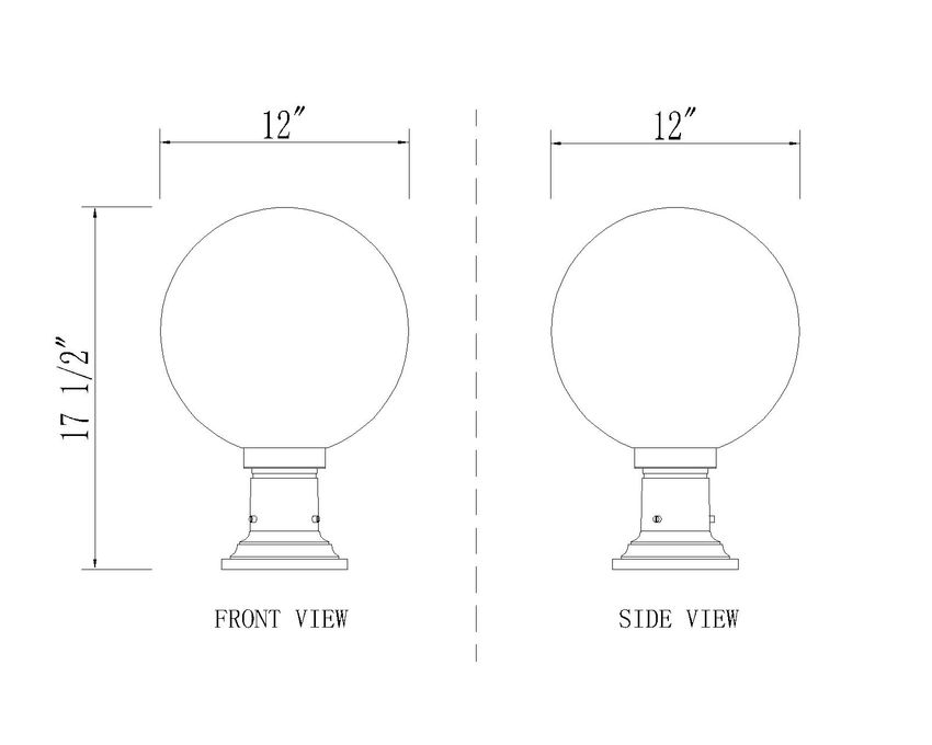Z-Lite Laurent 12" W x 18" H 1-Light Black Outdoor Pier Mounted Fixture and Square Pier Mount Hardware With Opal Glass Shade
