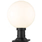 Z-Lite Laurent 12" W x 18" H 1-Light Black Outdoor Pier Mounted Fixture and Square Pier Mount Hardware With Opal Glass Shade