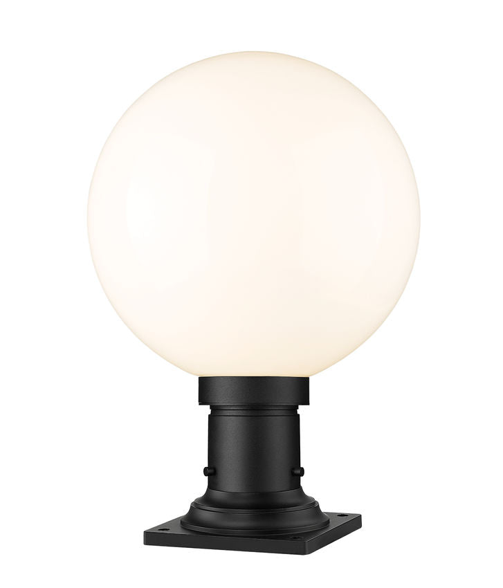 Z-Lite Laurent 12" W x 18" H 1-Light Black Outdoor Pier Mounted Fixture and Square Pier Mount Hardware With Opal Glass Shade