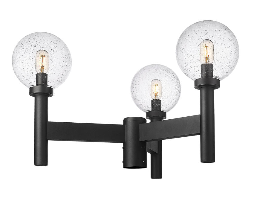 Z-Lite Laurent 30" W x 18" H 3-Light Black Outdoor Post Mount Fixture With Clear Seedy Glass Shade