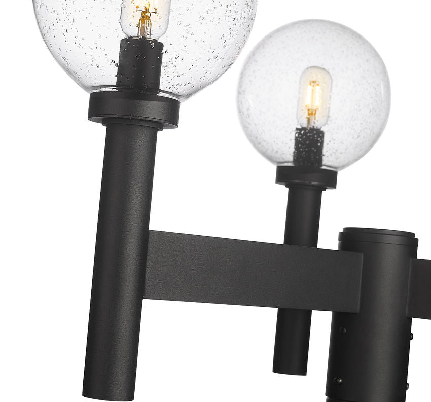 Z-Lite Laurent 30" W x 18" H 3-Light Black Outdoor Post Mount Fixture With Clear Seedy Glass Shade