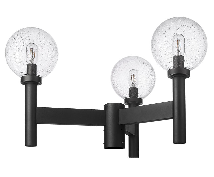 Z-Lite Laurent 30" W x 18" H 3-Light Black Outdoor Post Mount Fixture With Clear Seedy Glass Shade