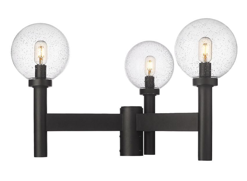 Z-Lite Laurent 30" W x 18" H 3-Light Black Outdoor Post Mount Fixture With Clear Seedy Glass Shade