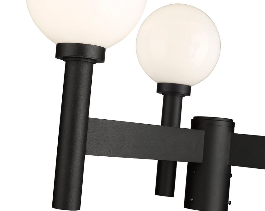 Z-Lite Laurent 30" W x 18" H 3-Light Black Outdoor Post Mount Fixture With Opal Glass Shade