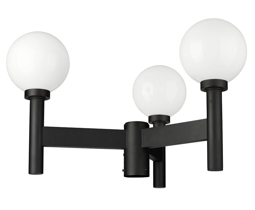 Z-Lite Laurent 30" W x 18" H 3-Light Black Outdoor Post Mount Fixture With Opal Glass Shade