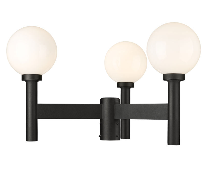 Z-Lite Laurent 30" W x 18" H 3-Light Black Outdoor Post Mount Fixture With Opal Glass Shade