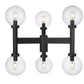 Z-Lite Laurent 30" W x 27" H 6-Light Black Outdoor Post Mount Fixture With Clear Seedy Glass Shade