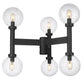 Z-Lite Laurent 30" W x 27" H 6-Light Black Outdoor Post Mount Fixture With Clear Seedy Glass Shade