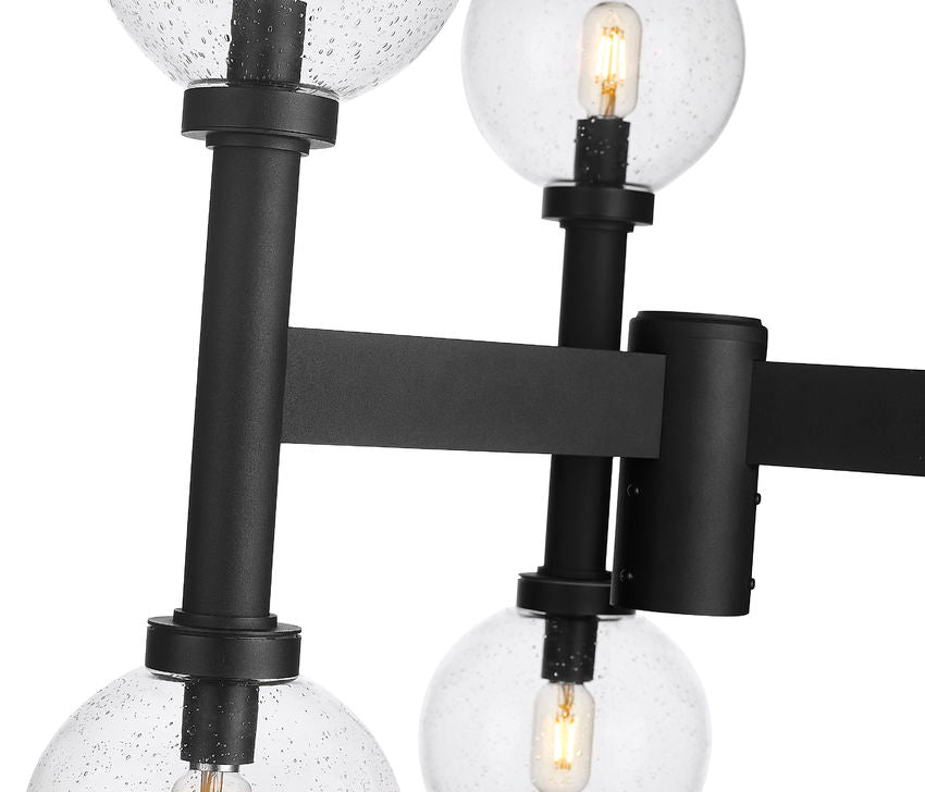 Z-Lite Laurent 30" W x 27" H 6-Light Black Outdoor Post Mount Fixture With Clear Seedy Glass Shade