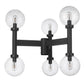 Z-Lite Laurent 30" W x 27" H 6-Light Black Outdoor Post Mount Fixture With Clear Seedy Glass Shade