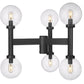 Z-Lite Laurent 30" W x 27" H 6-Light Black Outdoor Post Mount Fixture With Clear Seedy Glass Shade