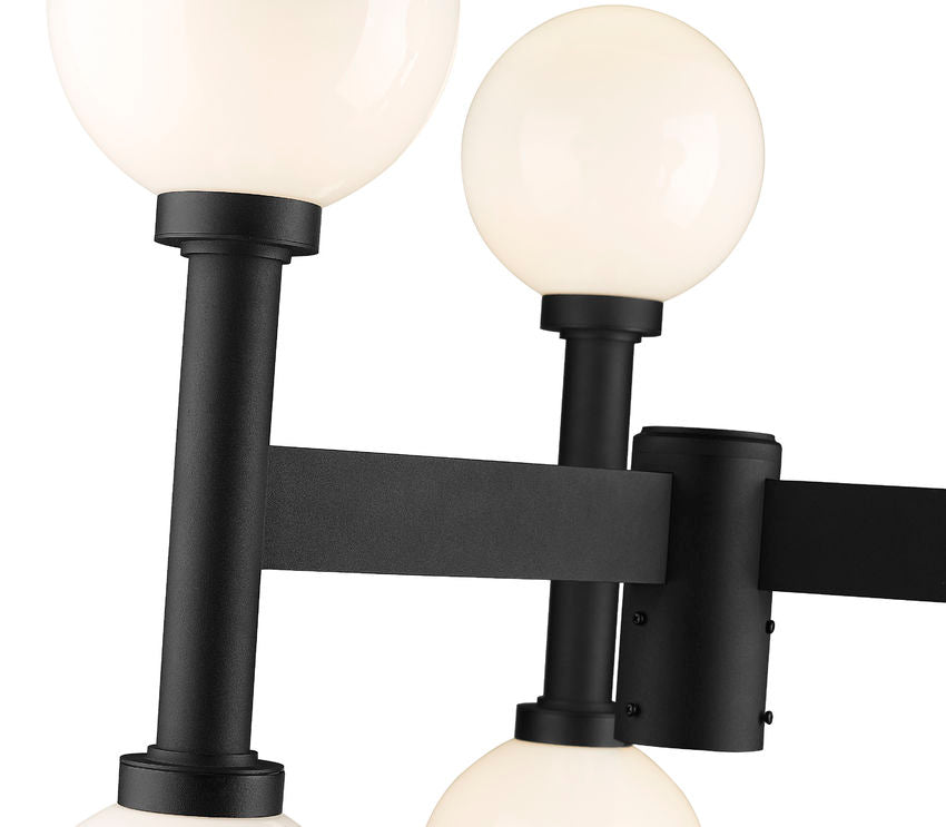 Z-Lite Laurent 30" W x 27" H 6-Light Black Outdoor Post Mount Fixture With Opal Glass Shade
