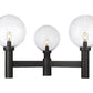 Z-Lite Laurent 39" W x 23" H 3-Light Black Outdoor Post Mount Fixture With Clear Seedy Glass Shade