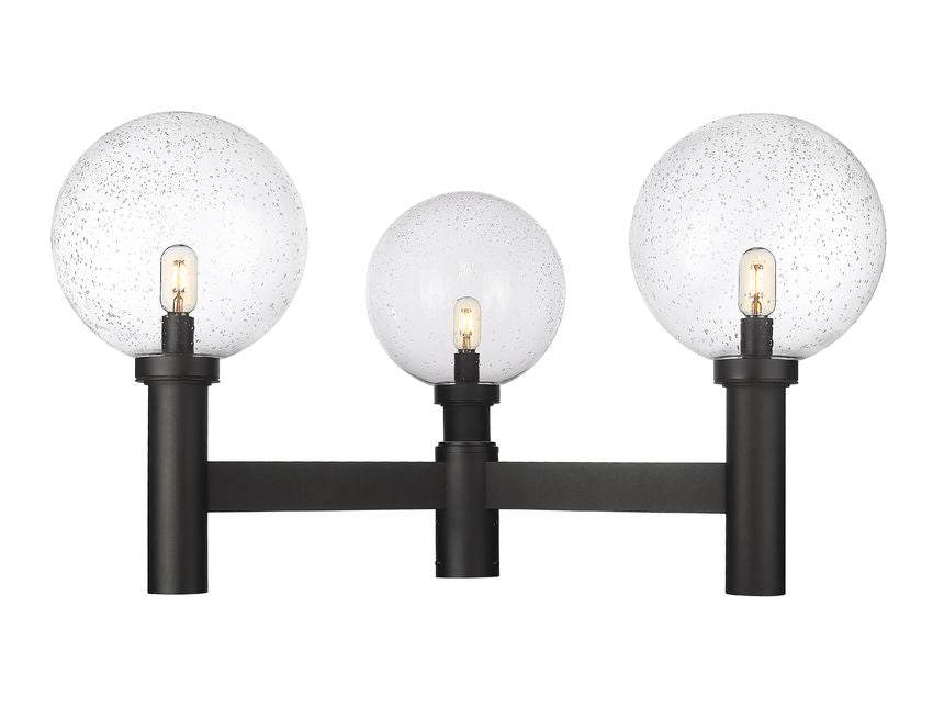 Z-Lite Laurent 39" W x 23" H 3-Light Black Outdoor Post Mount Fixture With Clear Seedy Glass Shade