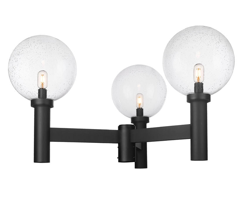 Z-Lite Laurent 39" W x 23" H 3-Light Black Outdoor Post Mount Fixture With Clear Seedy Glass Shade