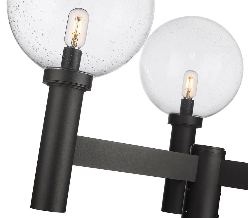 Z-Lite Laurent 39" W x 23" H 3-Light Black Outdoor Post Mount Fixture With Clear Seedy Glass Shade