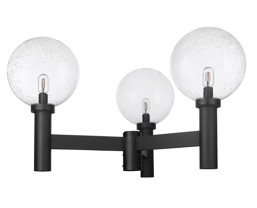 Z-Lite Laurent 39" W x 23" H 3-Light Black Outdoor Post Mount Fixture With Clear Seedy Glass Shade