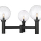 Z-Lite Laurent 39" W x 23" H 3-Light Black Outdoor Post Mount Fixture With Clear Seedy Glass Shade