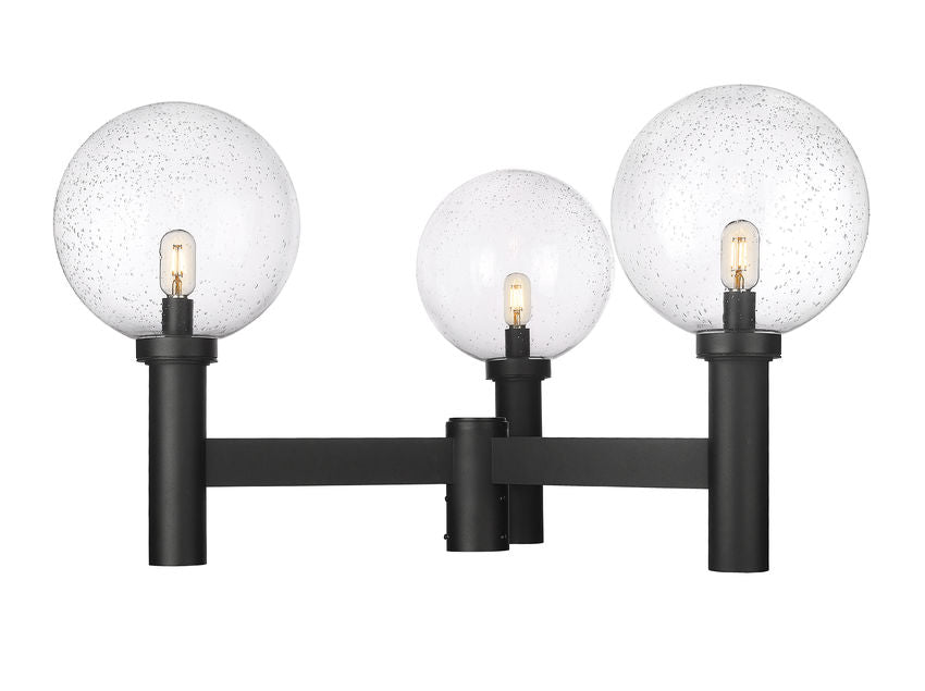 Z-Lite Laurent 39" W x 23" H 3-Light Black Outdoor Post Mount Fixture With Clear Seedy Glass Shade