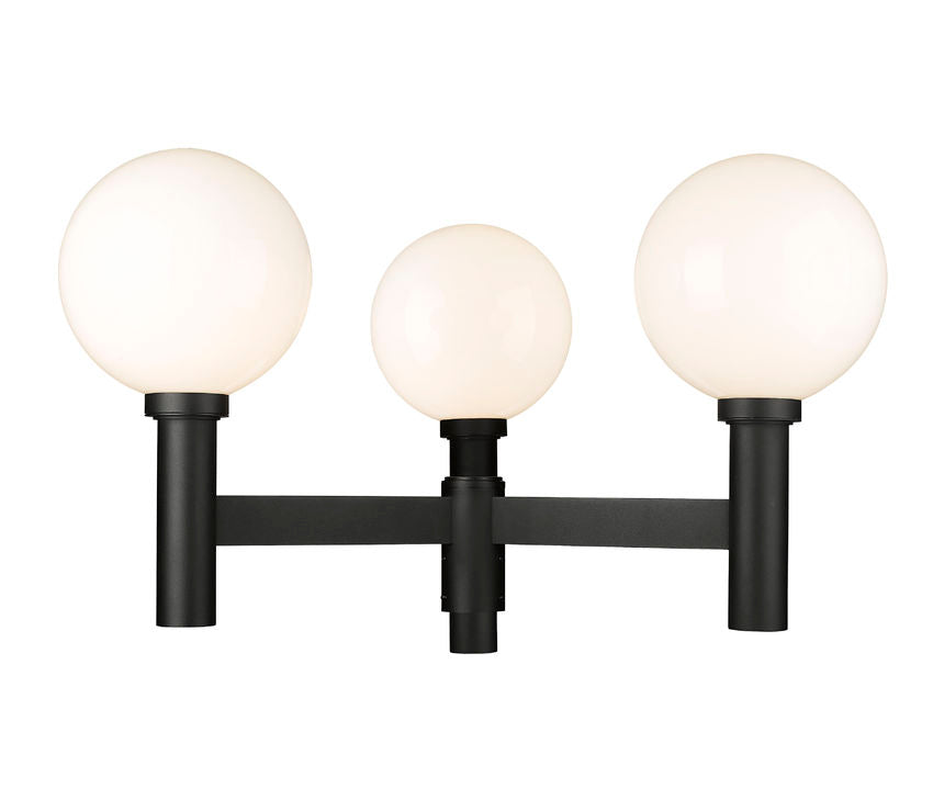 Z-Lite Laurent 39" W x 23" H 3-Light Black Outdoor Post Mount Fixture With Opal Glass Shade