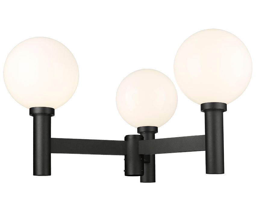Z-Lite Laurent 39" W x 23" H 3-Light Black Outdoor Post Mount Fixture With Opal Glass Shade