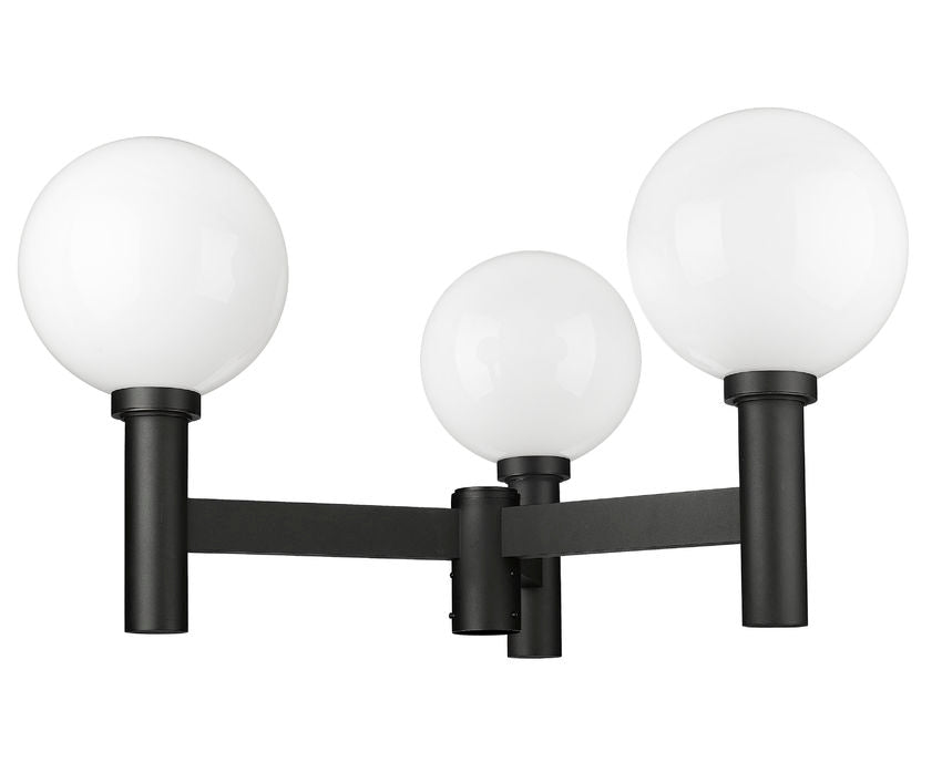Z-Lite Laurent 39" W x 23" H 3-Light Black Outdoor Post Mount Fixture With Opal Glass Shade
